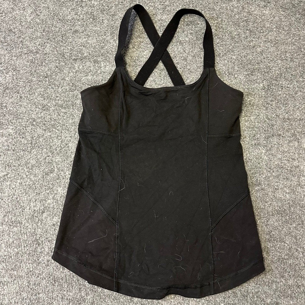 Lululemon Tank Top Womens Size 4 Black Crisscross Back Athletic Yoga Gym Shirt